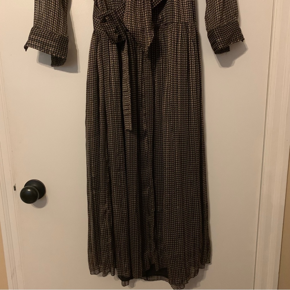 NWT Zara Metallic MIDI Dress with Belt Size Small - Picture 7 of 14